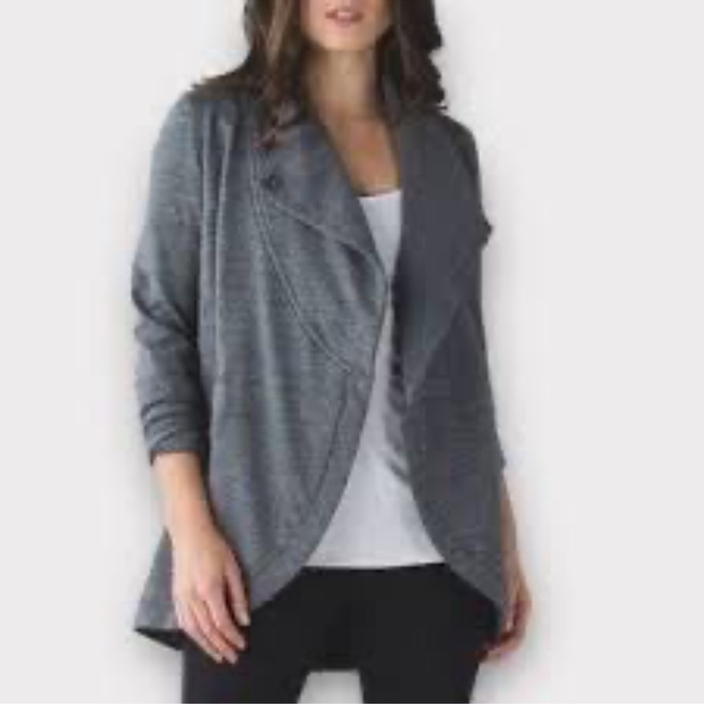 Lululemon That's A Wrap Sweater Jacket Heathered Grey Snow Slub Coal Size 4